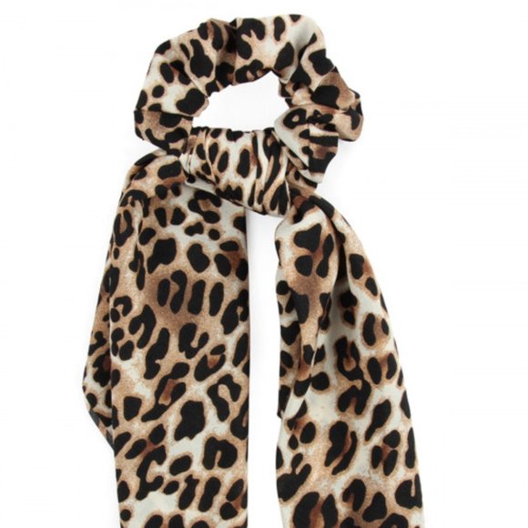 LEOPARD PRINT SCARF RIBBON SCRUNCHIE - Picture 2 of 3